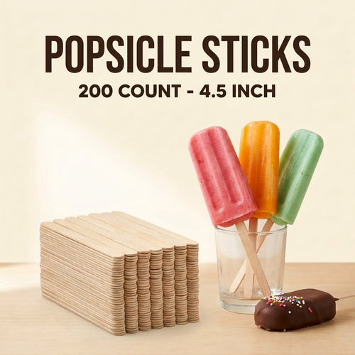 a glass of popsicle sticks and a stack of popsicle sticks