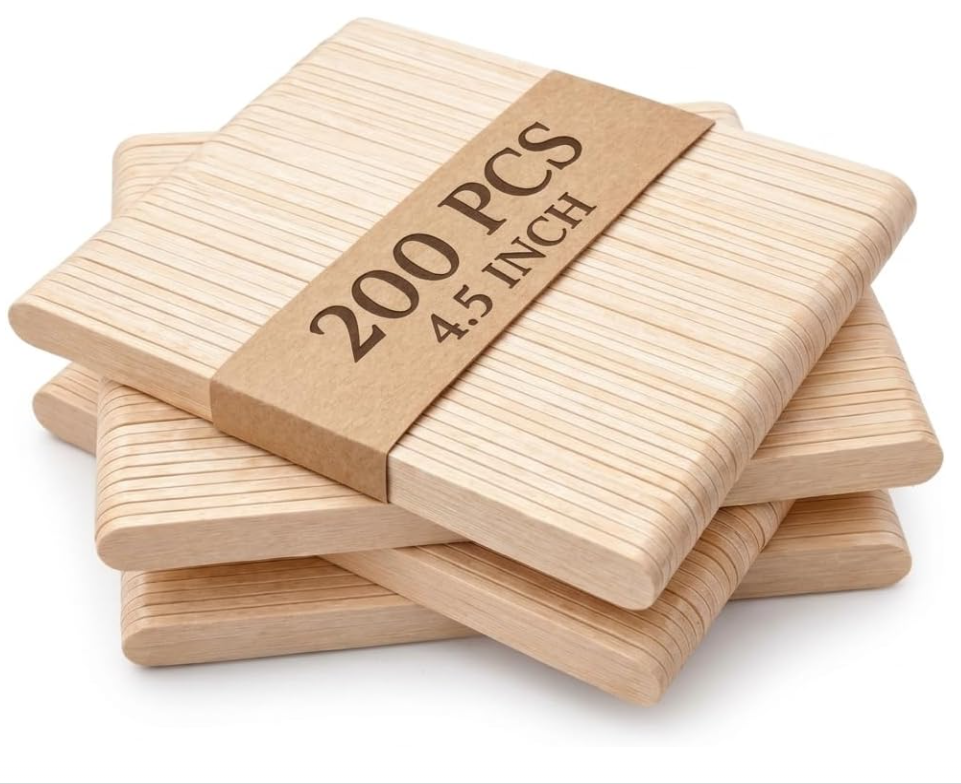 ADVONCE food-grade birch popsicle sticks — 4.5 inch wooden sticks, 200 count, for ice pops, cakesicles and crafts