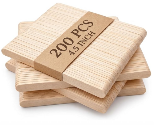 ADVONCE food-grade birch popsicle sticks — 4.5 inch wooden sticks, 200 count, for ice pops, cakesicles and crafts